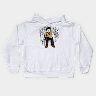 Depressed Man Sketch Illustration Kids Hoodie